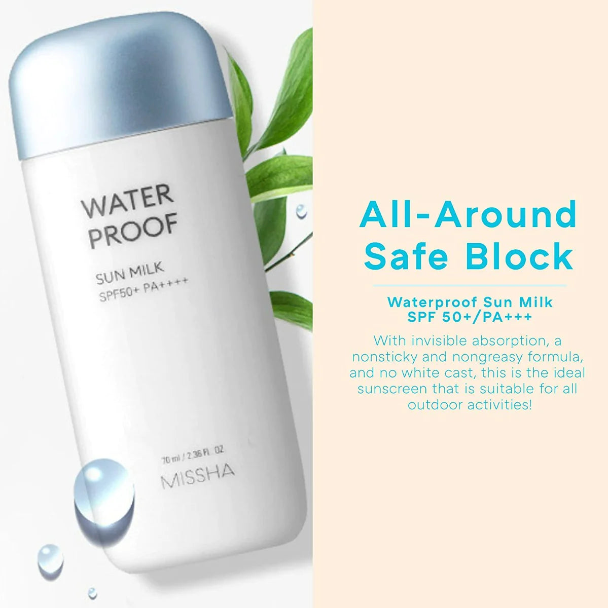 MISSHA - All-around Safe Block Waterproof Sun Milk 70mL